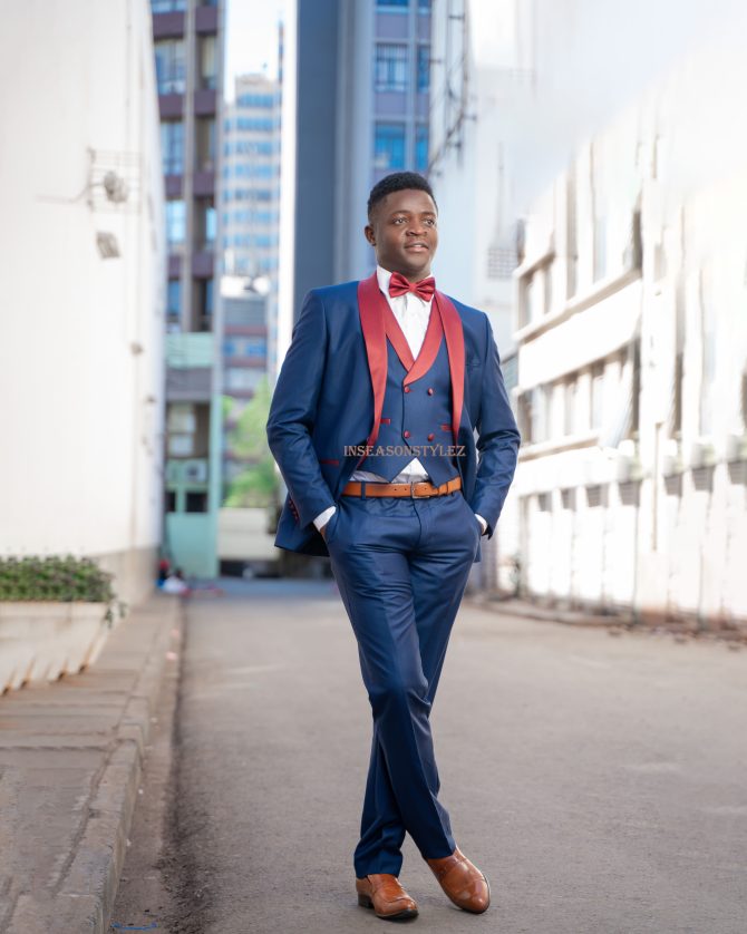Mens Skinny Fit Shawl Prom Tuxedo in Navy Blue main image 1