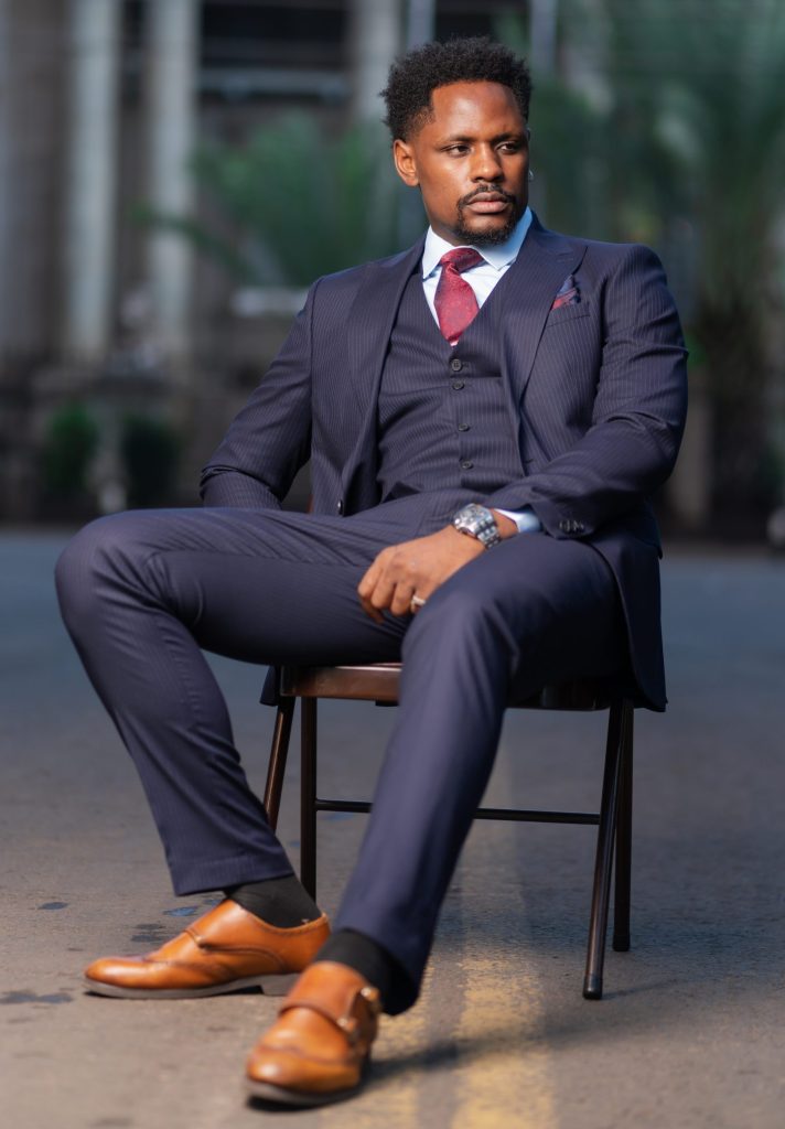 30000 Navy Blue-White Extra Slim Fit Suit